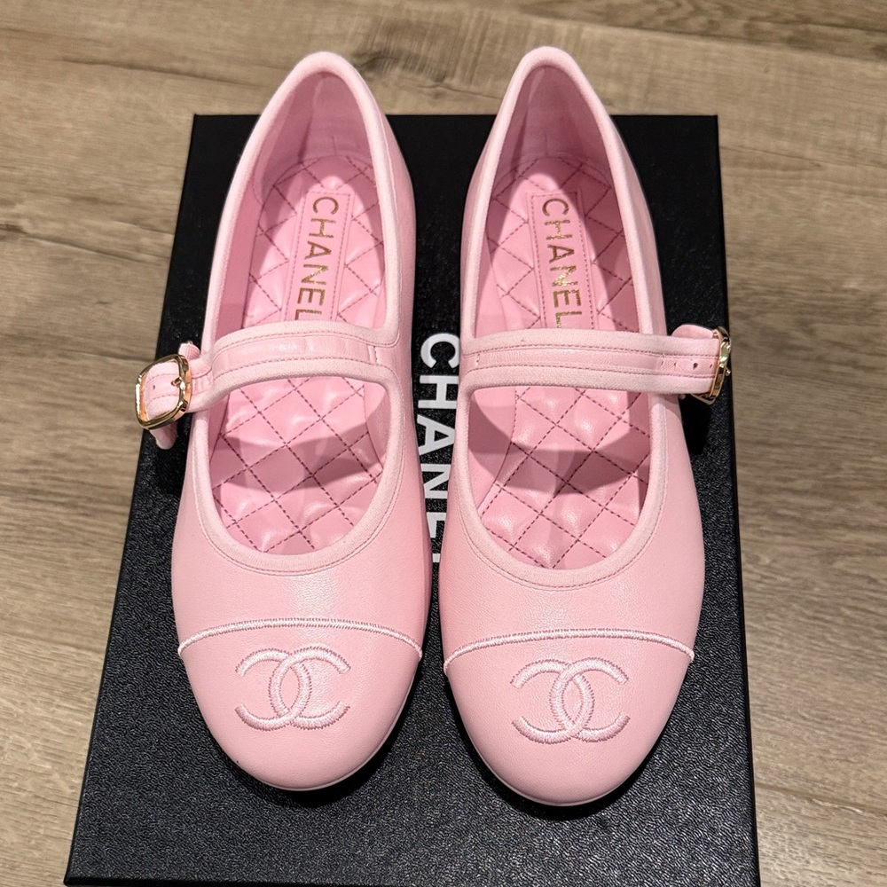 CHANEL Light Pink Mary Jane Shoes